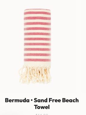 Bermuda Sand Free Red Stripe Beach Towel by